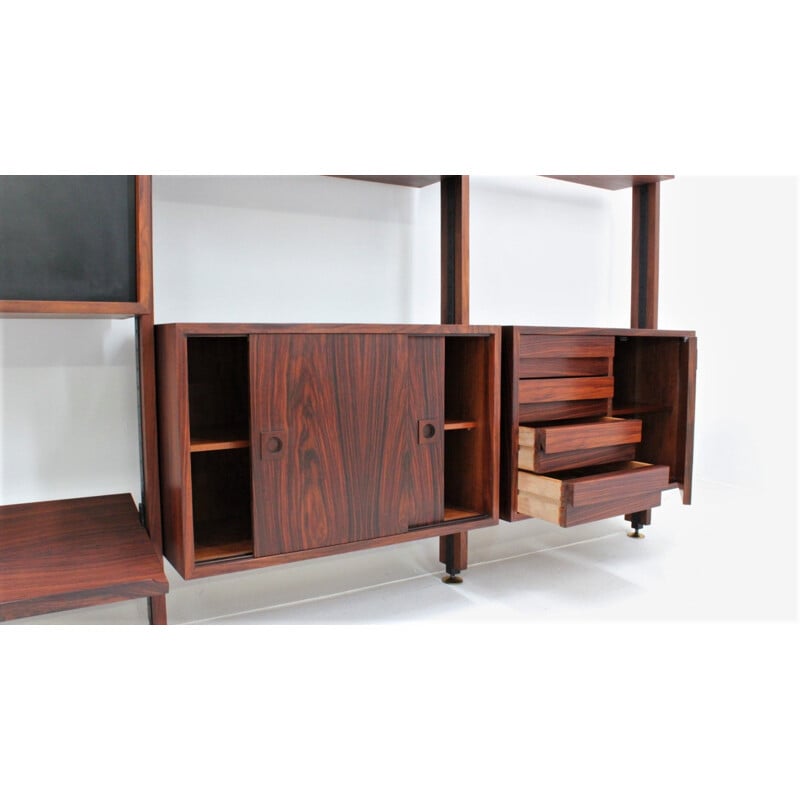 Vintage modular bookcase in rosewood Italy 1950s
