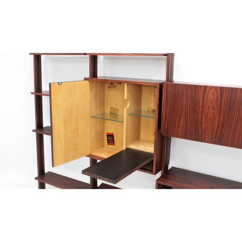 Vintage modular bookcase in rosewood Italy 1950s