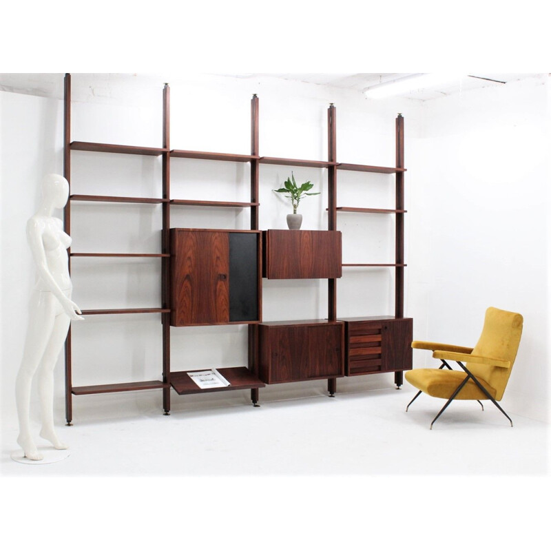 Vintage modular bookcase in rosewood Italy 1950s