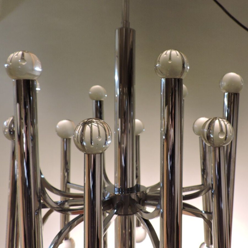 Vintage chandelier metal and Murano glass Italy 1960s