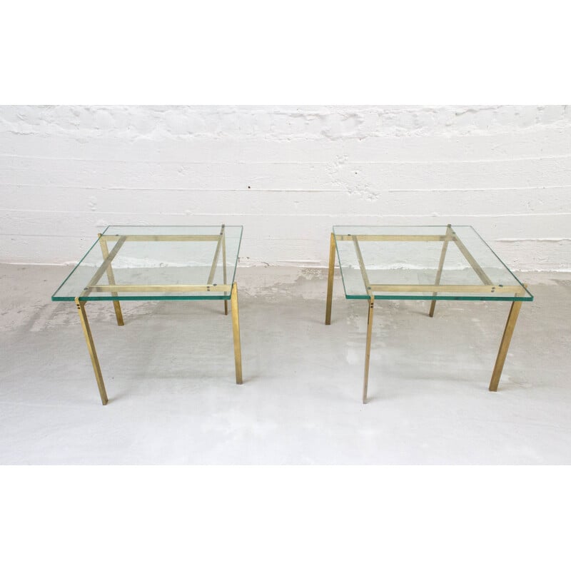 Pair of vintage side tables in brass France 1970s