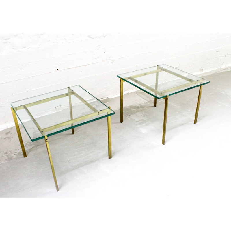 Pair of vintage side tables in brass France 1970s