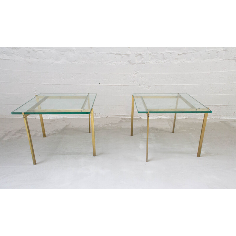 Pair of vintage side tables in brass France 1970s
