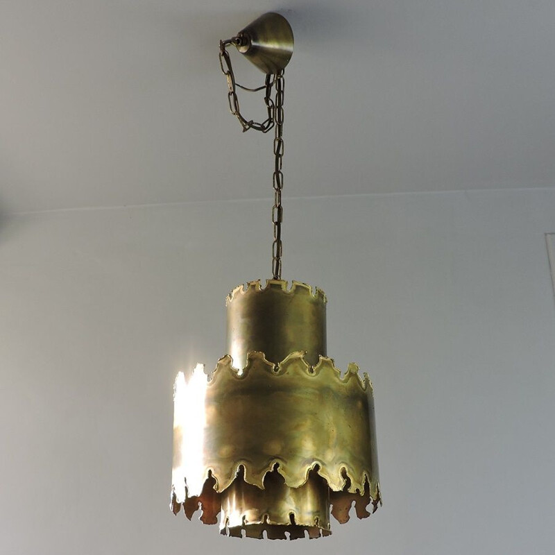 Scandinavian vintage brass pendant lamp by Holm Sorensen