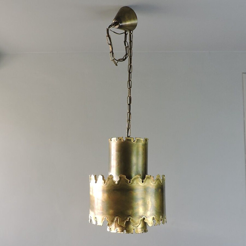 Scandinavian vintage brass pendant lamp by Holm Sorensen