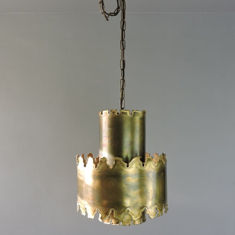 Lámpara de suspensión escandinava de latón vintage de Holm Sorensen