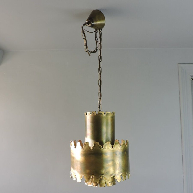 Scandinavische vintage koperen hanglamp van Holm Sorensen