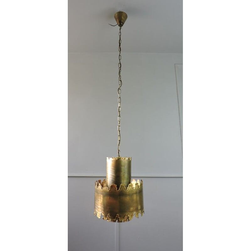 Lámpara de suspensión escandinava de latón vintage de Holm Sorensen