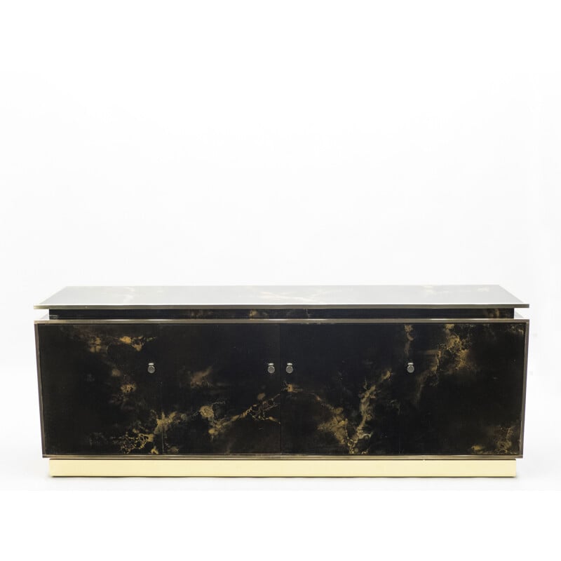 Vintage sideboard Maison Jansen brass lacquered