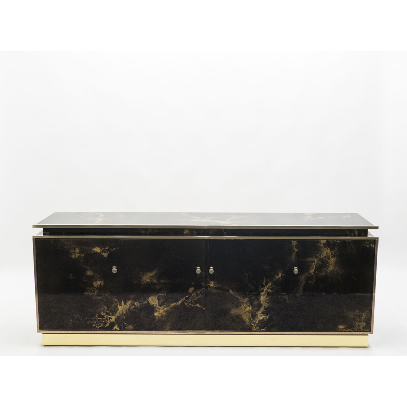 Vintage sideboard Maison Jansen brass lacquered