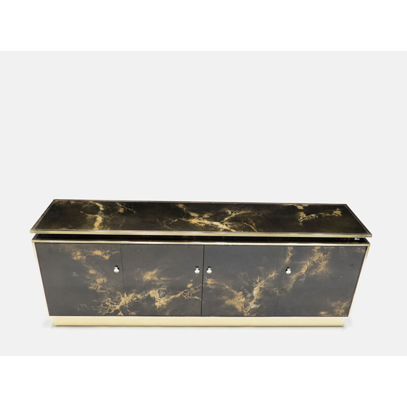 Vintage sideboard Maison Jansen brass lacquered