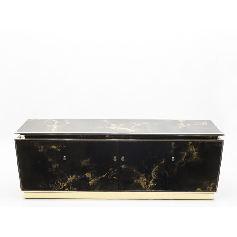 Vintage sideboard Maison Jansen brass lacquered