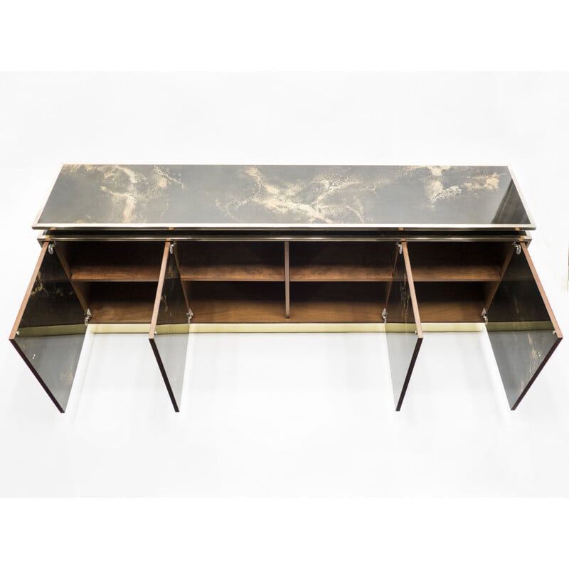 Vintage sideboard Maison Jansen brass lacquered