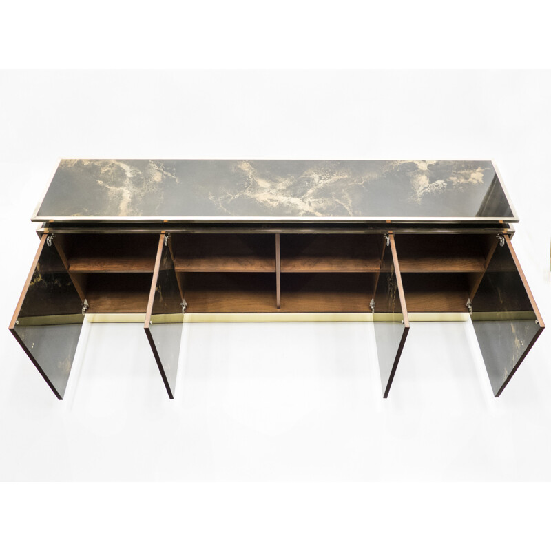 Vintage sideboard Maison Jansen brass lacquered