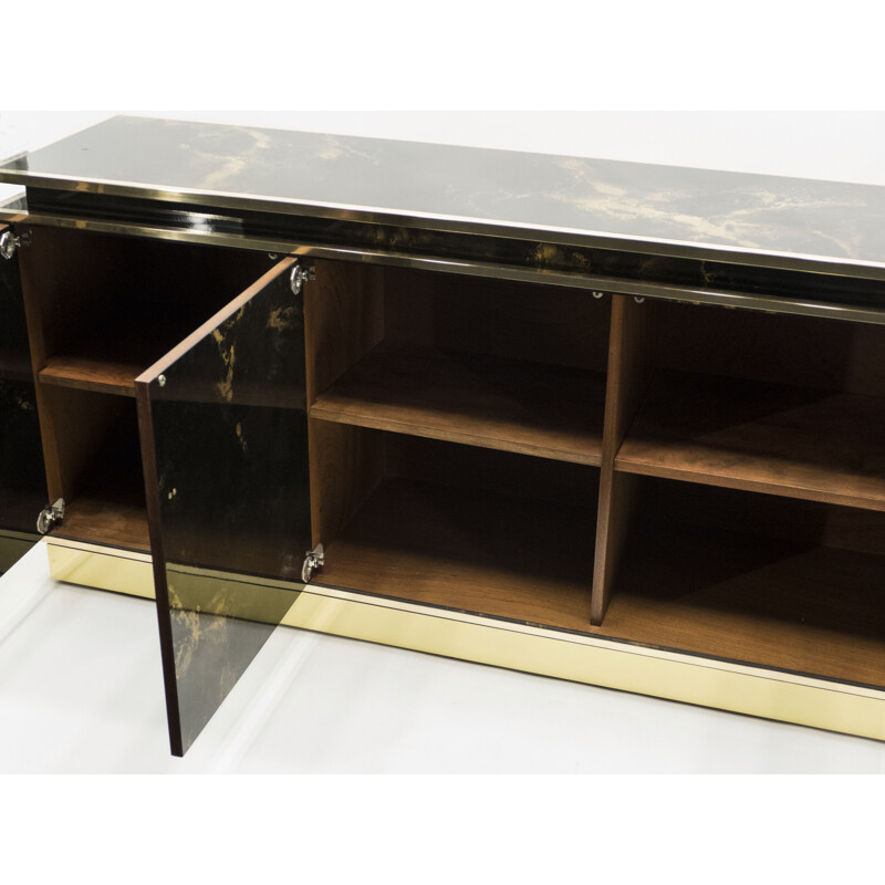 Vintage sideboard Maison Jansen brass lacquered