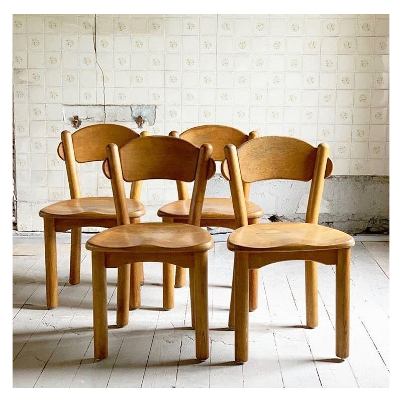 Set of 4 vintage chairs in pine Rainer Dauthousand for Hirtshals Savvaerk