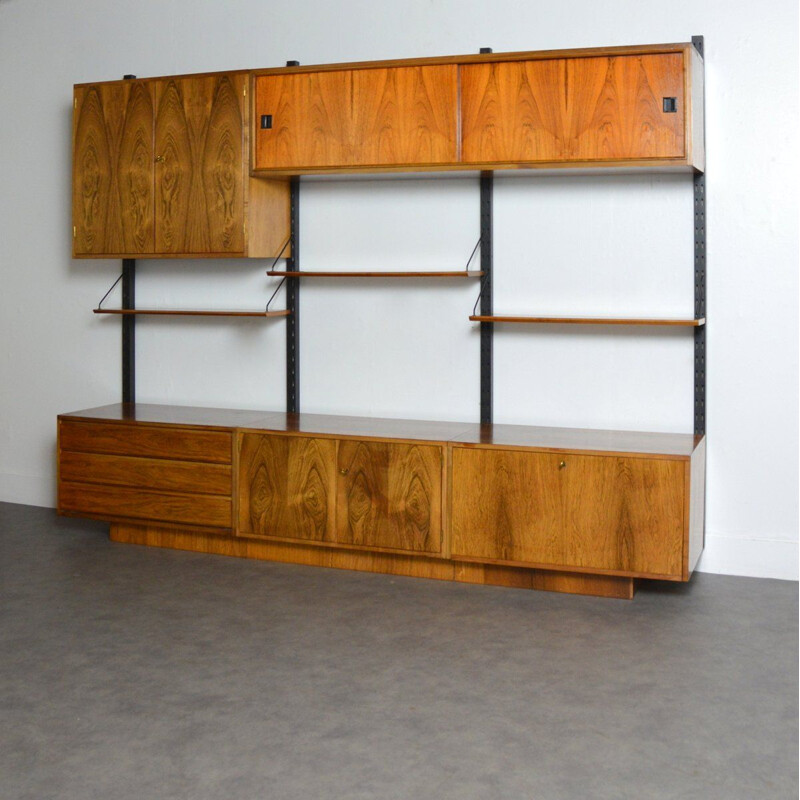 Modular vintage shelving system in rosewood 1960