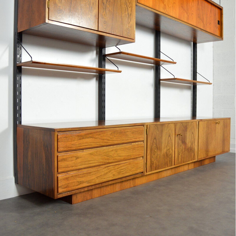 Modular vintage shelving system in rosewood 1960