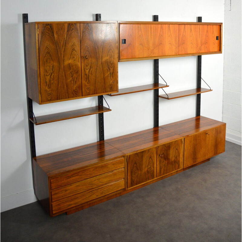 Modular vintage shelving system in rosewood 1960