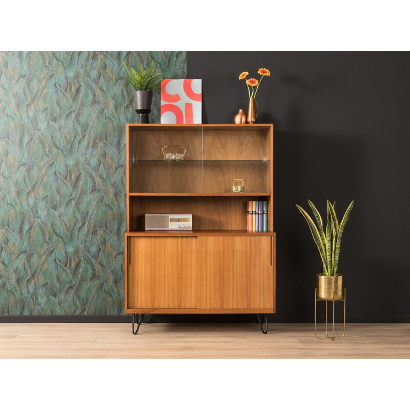 Vintage walnut bookcase by VEB 1950s