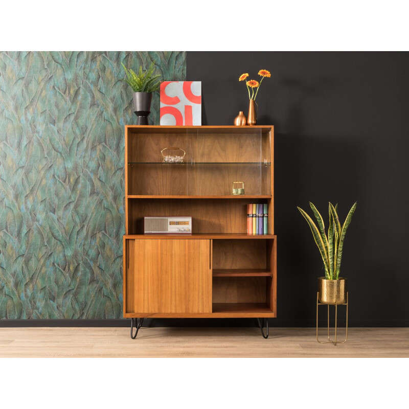 Vintage walnut bookcase by VEB 1950s