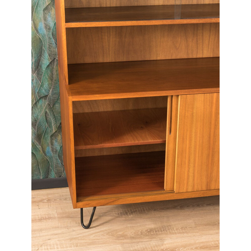 Vintage walnut bookcase by VEB 1950s