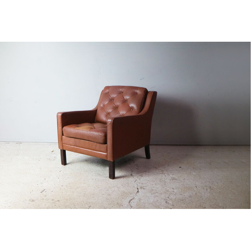 Vintage brown leather armchair 1970