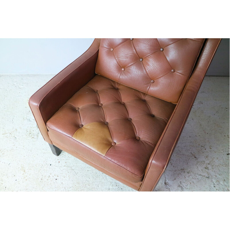 Vintage brown leather armchair 1970