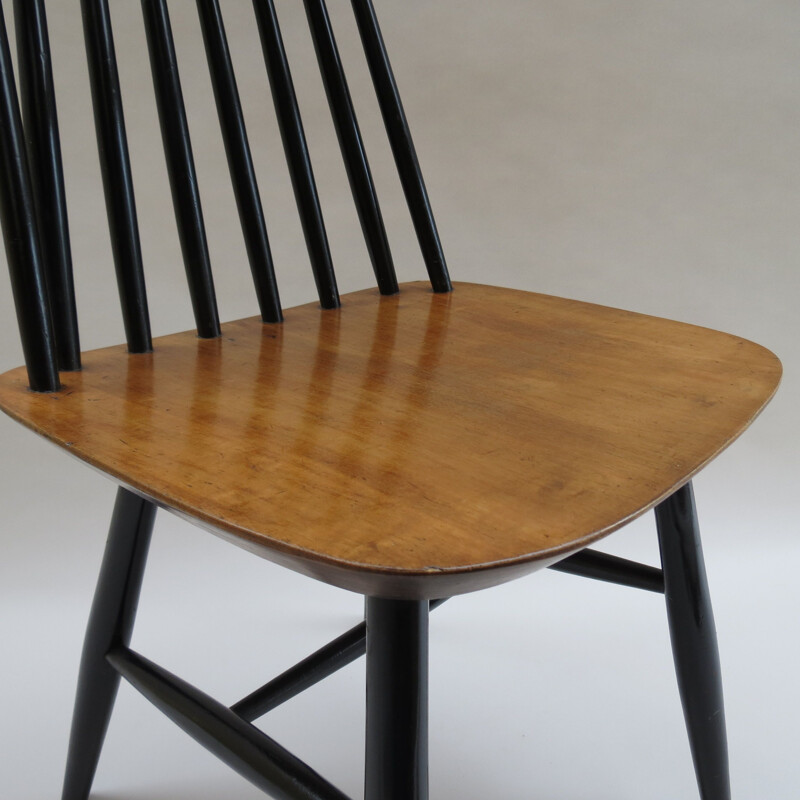 Vintage black and walnut dining chairs 1950s 