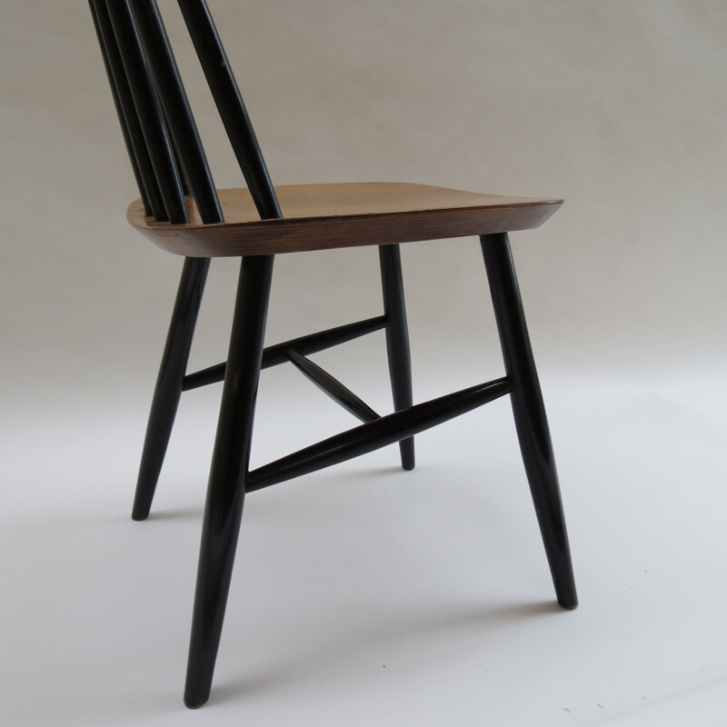 Vintage black and walnut dining chairs 1950s 