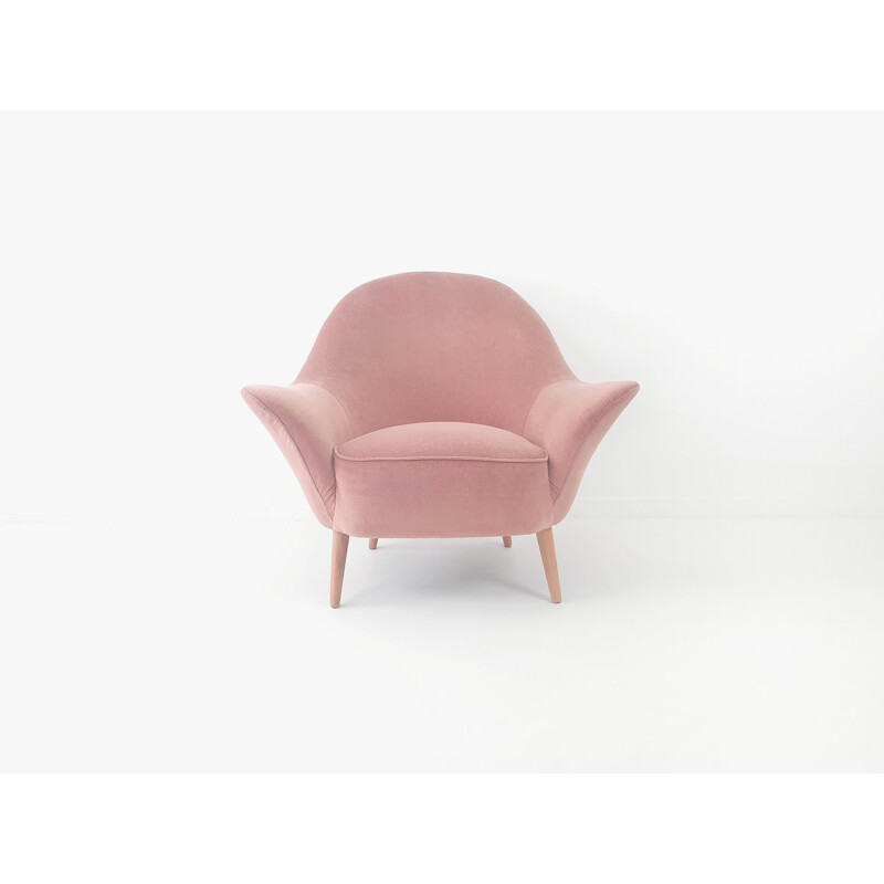 Vintage armchair in pink velvet 1950