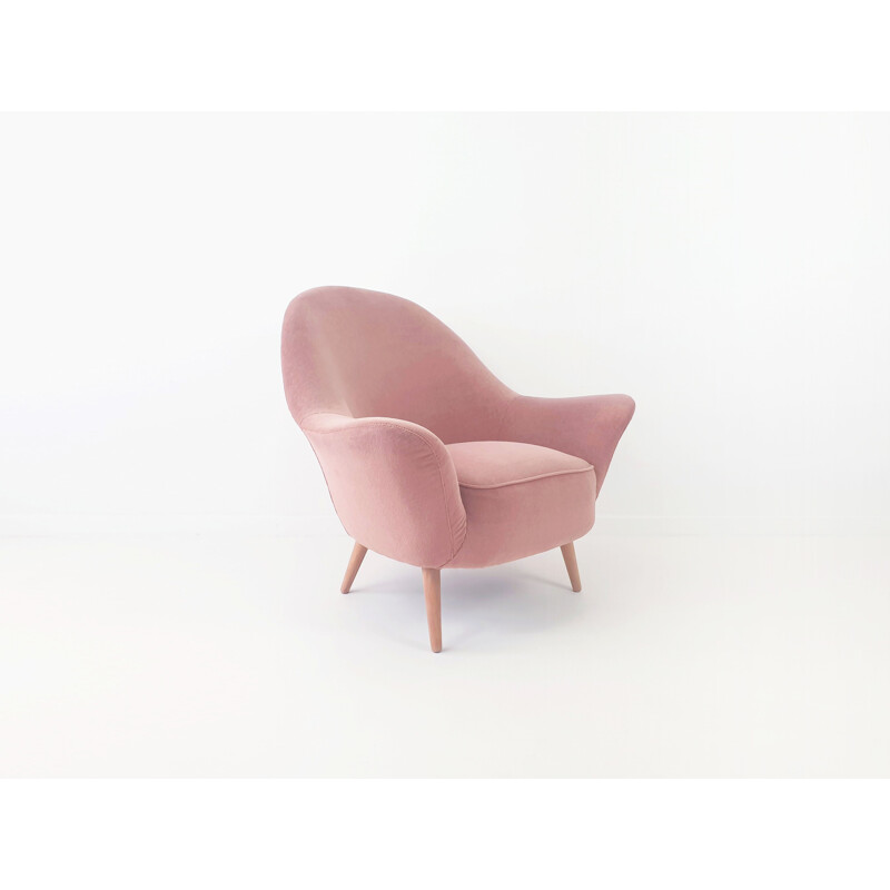 Vintage armchair in pink velvet 1950