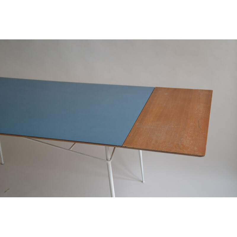 Vintage houten en metalen tafel van Henri Lancel voor Primavera, 1950
