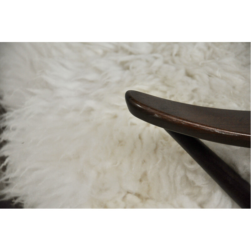 Vintage rocking chair for Bramin in sheepskin and teak 1960