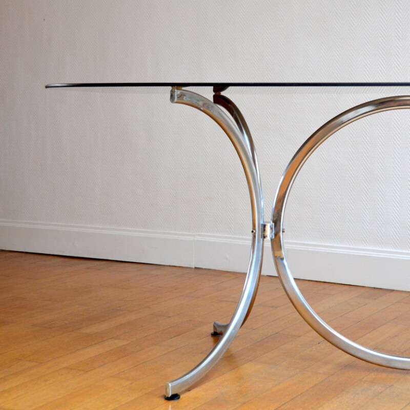 Italian vintage table for Rima in glass and metal 1970