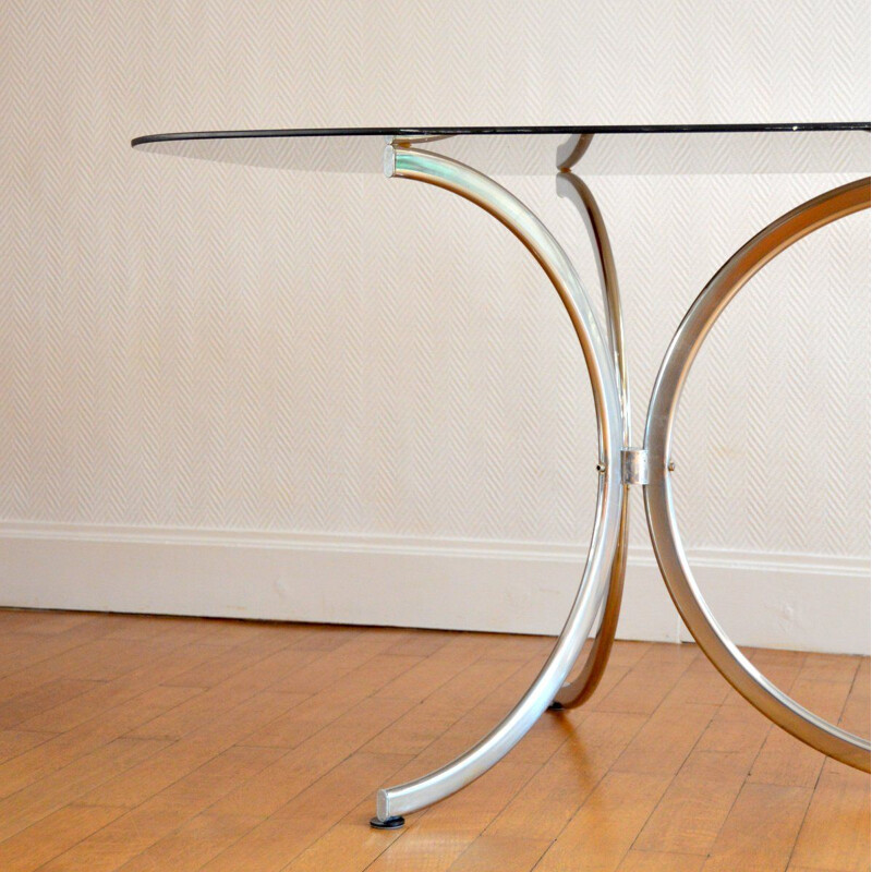 Italian vintage table for Rima in glass and metal 1970