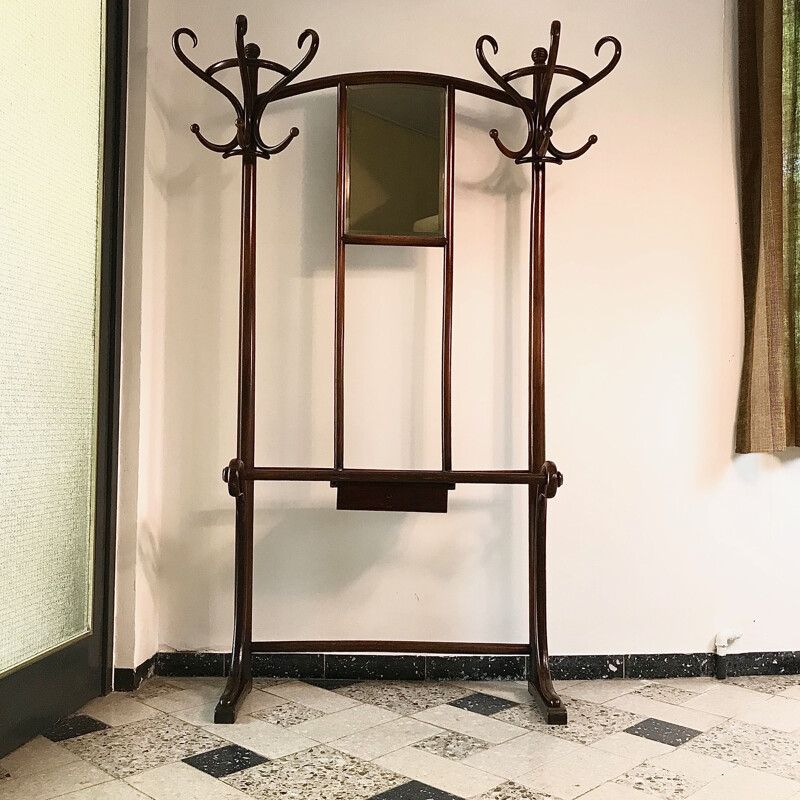 Vintage model No.4 coat rack for Thonet in bentwood and mahogany 1930