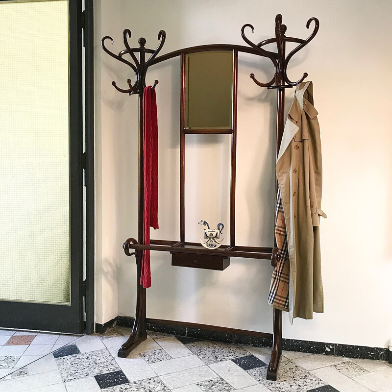 Vintage model No.4 coat rack for Thonet in bentwood and mahogany 1930