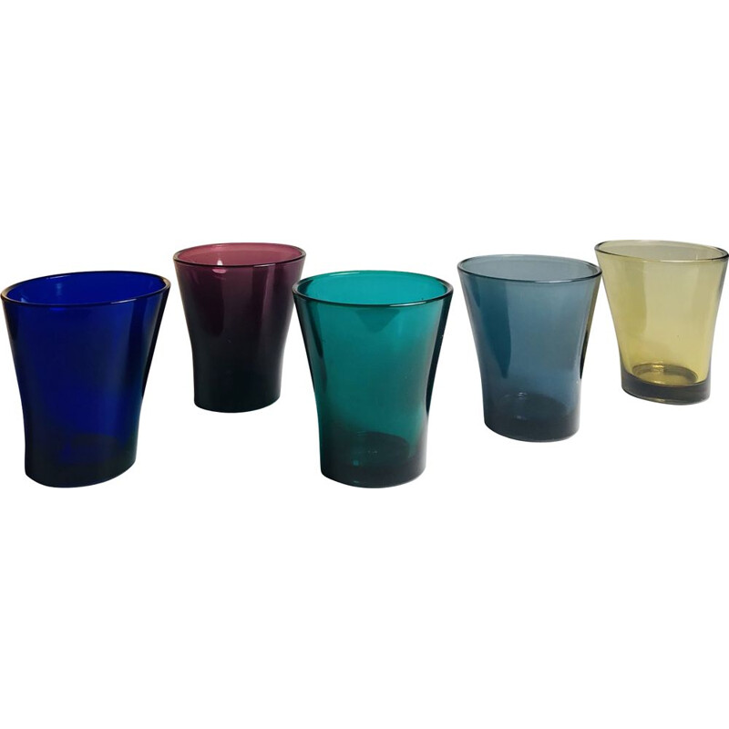 Ensemble de 5 verres vintage par Kaj Franck Nuutajärvi Kartio Finlande 1960-70s