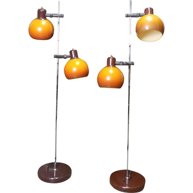 Pair of vintage floor lamps in metal by Szarvasi