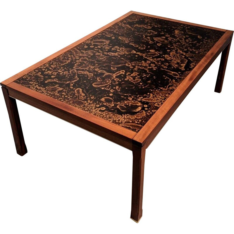 Swedish coffee table in teak and brass