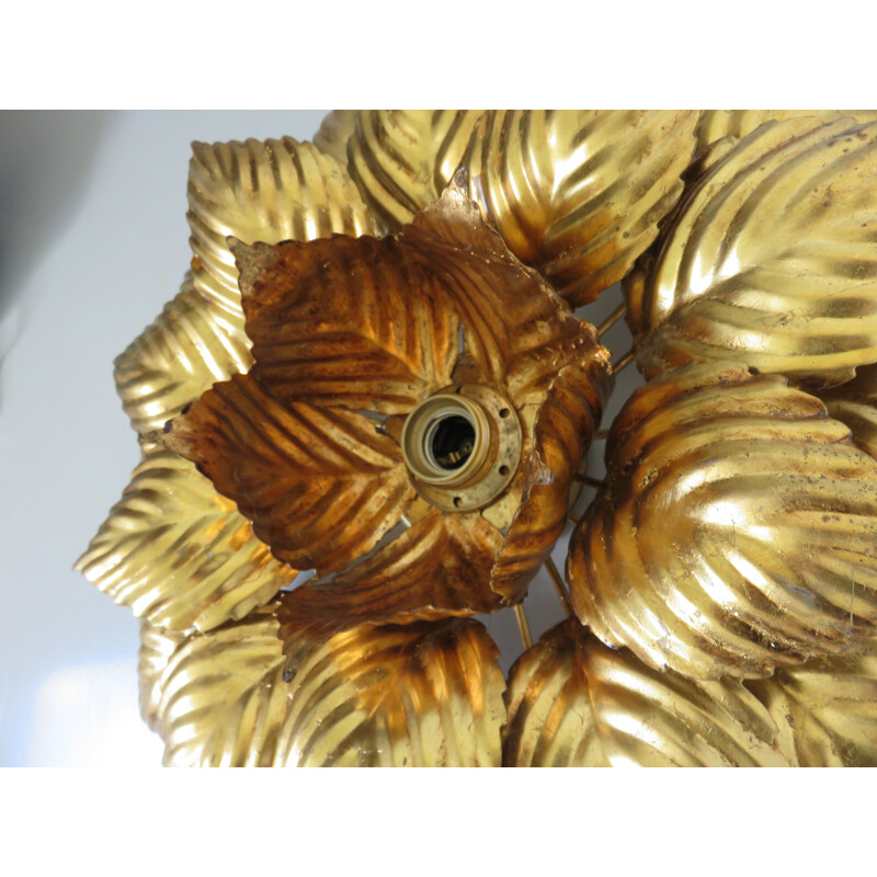 Vintage Italian gold metal flower sconce1970