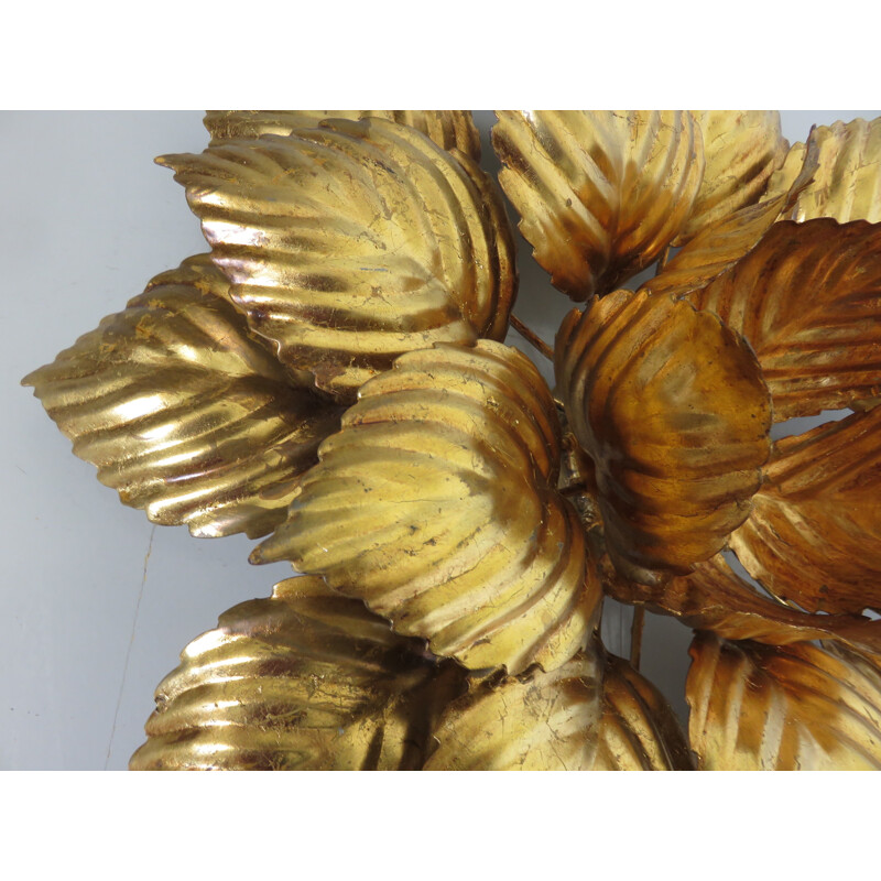 Vintage Italian gold metal flower sconce1970