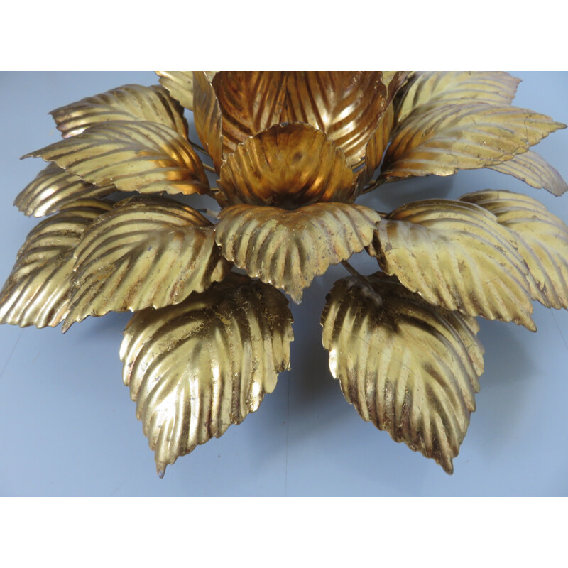 Applique vintage italienne fleur en métal doré 1970