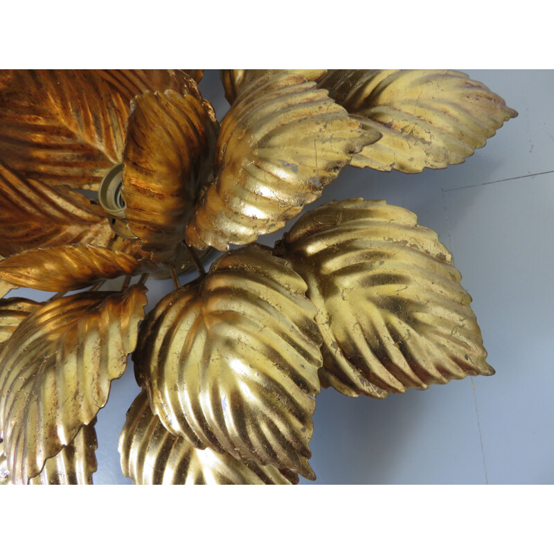 Vintage Italian gold metal flower sconce1970