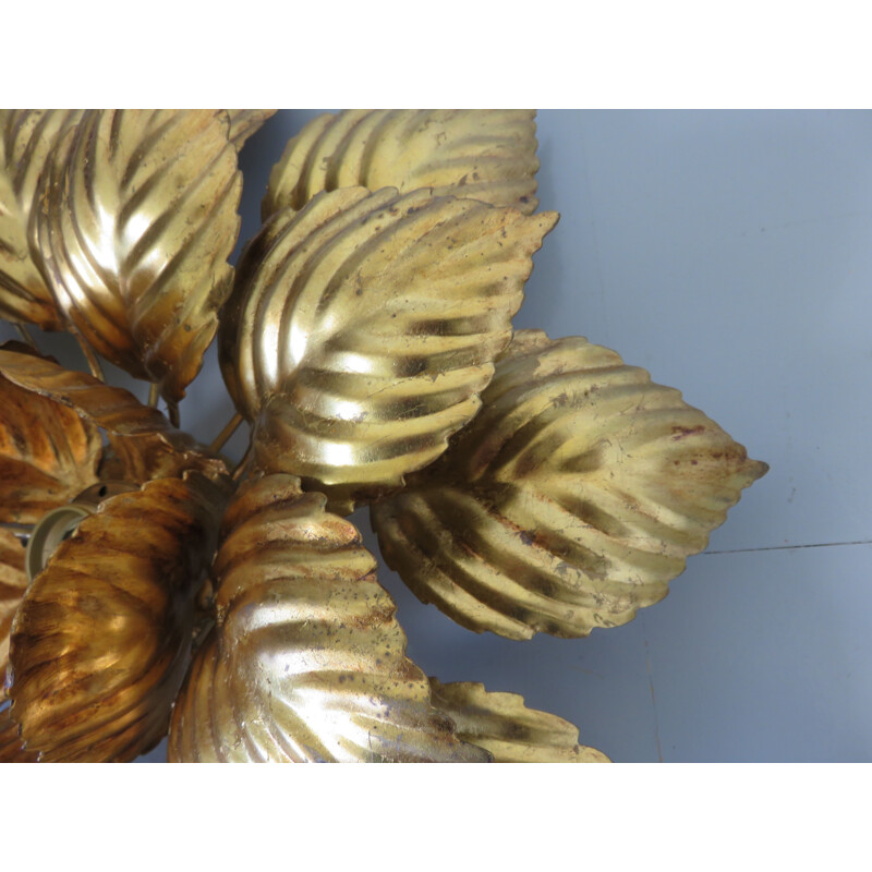 Vintage Italian gold metal flower sconce1970