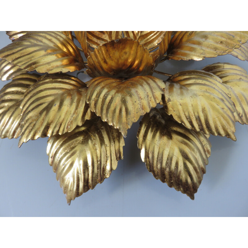 Vintage Italian gold metal flower sconce1970