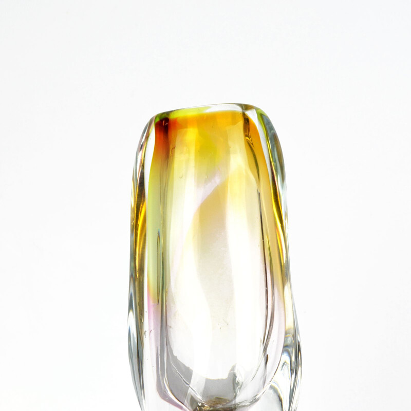 Vintage glass vase for Mstisov Moser 1960