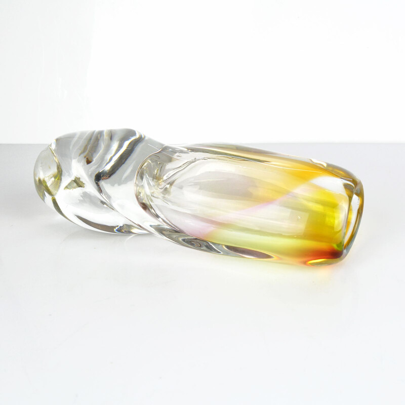 Vintage glass vase for Mstisov Moser 1960