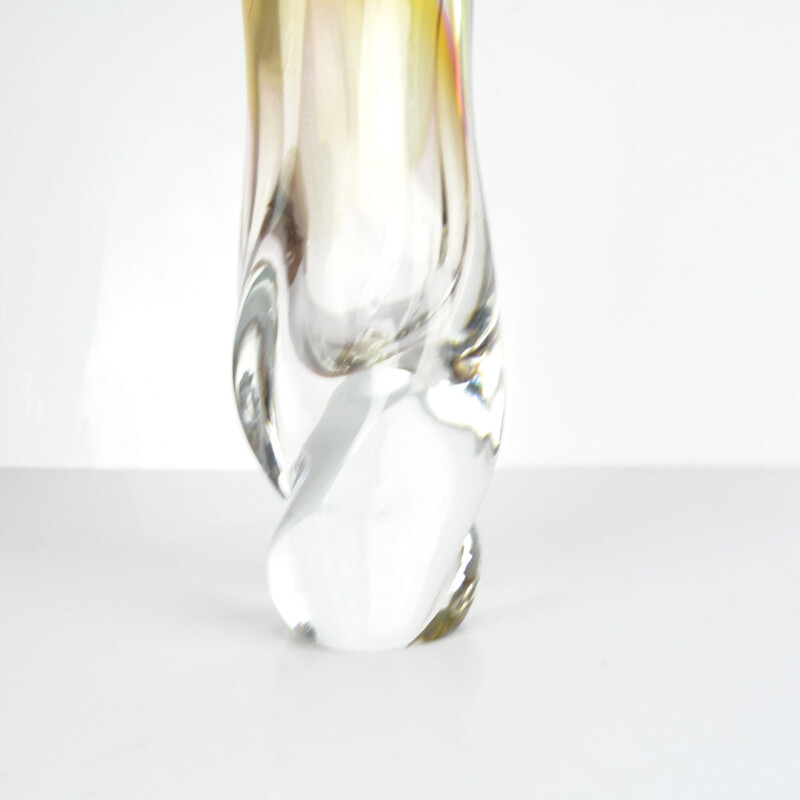 Vintage glass vase for Mstisov Moser 1960